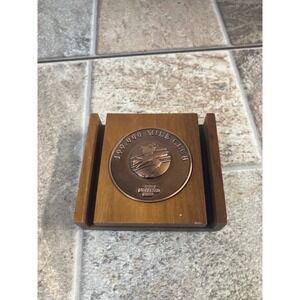 United Airlines 100000 Mile Club Bronze Plaque Wood Stand Aviation Memorabilia